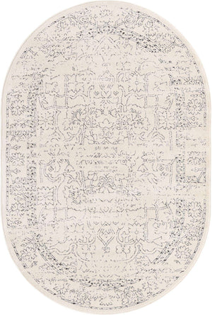 White 4' 1 x 6' 1 Isabella Oval Area Rug Polypropylene & Polyester Traditional Elegant Carpet for Living Rooms, Dining, Office, Dorms for Sale at Rug Engine