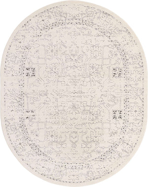 White 7' 10 x 10' Isabella Oval Area Rug Polypropylene & Polyester Traditional Elegant Carpet for Living Rooms, Dining, Office, Dorms for Sale at Rug Engine