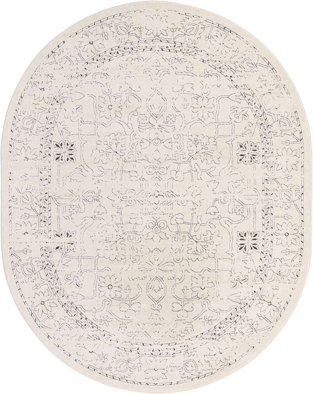 White 7' 10 x 10' Isabella Oval Area Rug Polypropylene & Polyester Traditional Elegant Carpet for Living Rooms, Dining, Office, Dorms for Sale at Rug Engine