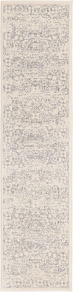 White 2' x 8' Isabella Runner Area Rug Polypropylene & Polyester Traditional Elegant Carpet for Living Rooms, Dining, Office, Dorms for Sale at Rug Engine
