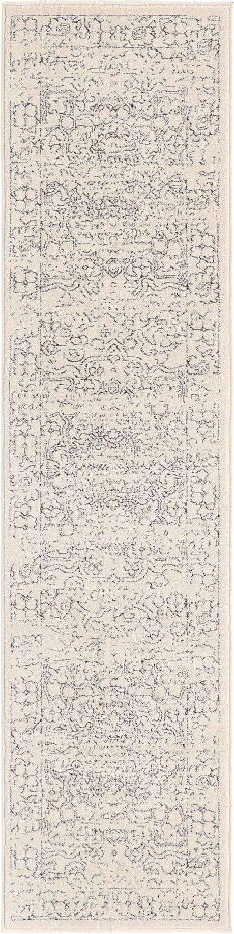 White 2' x 8' Isabella Runner Area Rug Polypropylene & Polyester Traditional Elegant Carpet for Living Rooms, Dining, Office, Dorms for Sale at Rug Engine