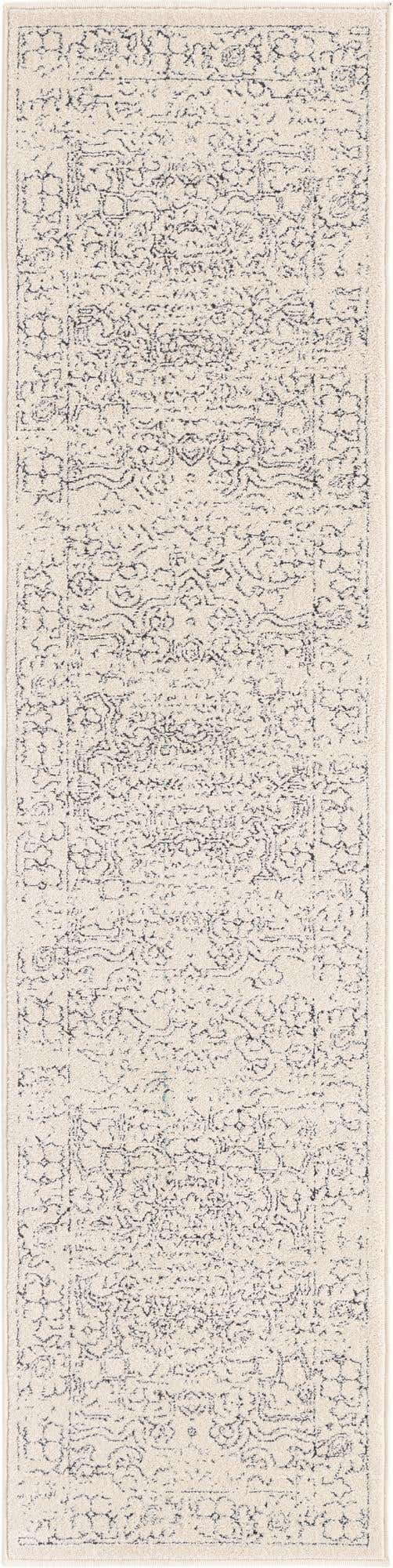 White 2' x 8' Isabella Runner Area Rug Polypropylene & Polyester Traditional Elegant Carpet for Living Rooms, Dining, Office, Dorms for Sale at Rug Engine
