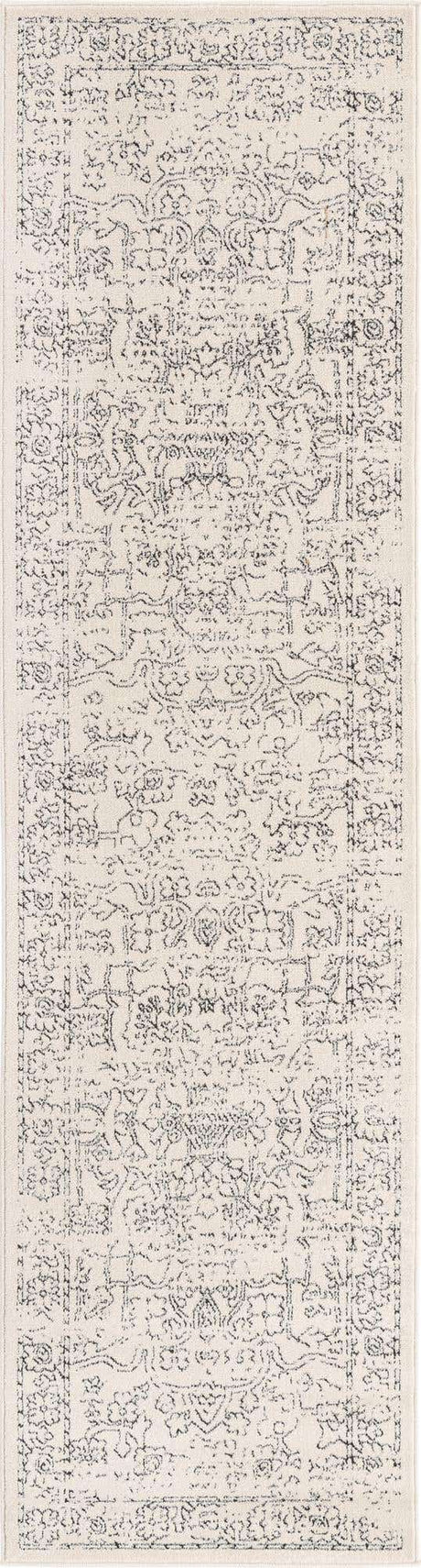 White 2' 7 x 10' Isabella Runner Area Rug Polypropylene & Polyester Traditional Elegant Carpet for Living Rooms, Dining, Office, Dorms for Sale at Rug Engine