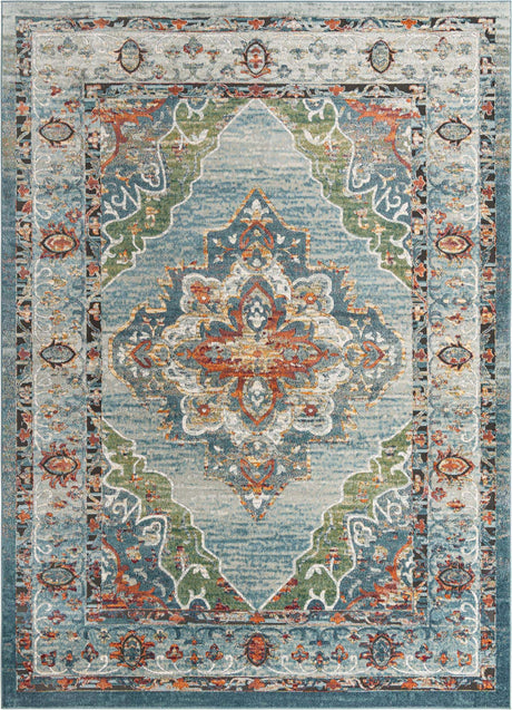 Blue 10' x 14' 1 Isabella Rectangle Area Rug Polypropylene & Polyester Traditional Elegant Carpet for Living Rooms, Dining, Office, Dorms for Sale at Rug Engine