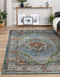 Blue 7' 10 x 10' Isabella Rectangle Area Rug Polypropylene & Polyester Traditional Elegant Carpet for Living Rooms, Dining, Office, Dorms for Sale at Rug Engine