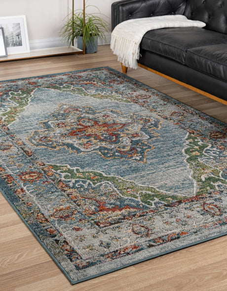Blue 3' 3 x 5' 3 Isabella Rectangle Area Rug Polypropylene & Polyester Traditional Elegant Carpet for Living Rooms, Dining, Office, Dorms for Sale at Rug Engine