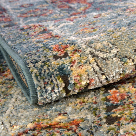 Blue 5' 1 x 8' Isabella Rectangle Area Rug Polypropylene & Polyester Traditional Elegant Carpet for Living Rooms, Dining, Office, Dorms for Sale at Rug Engine
