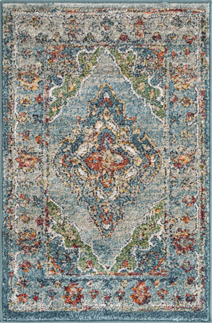 Blue 2' x 3' 1 Isabella Rectangle Area Rug Polypropylene & Polyester Traditional Elegant Carpet for Living Rooms, Dining, Office, Dorms for Sale at Rug Engine