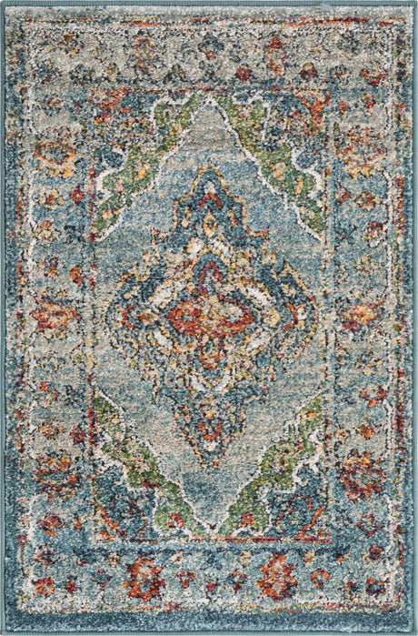 Blue 2' x 3' 1 Isabella Rectangle Area Rug Polypropylene & Polyester Traditional Elegant Carpet for Living Rooms, Dining, Office, Dorms for Sale at Rug Engine