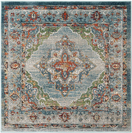 Blue 5' 1 x 5' 1 Isabella Square Area Rug Polypropylene & Polyester Traditional Elegant Carpet for Living Rooms, Dining, Office, Dorms for Sale at Rug Engine