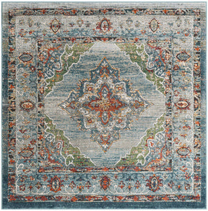 Blue 6' 1 x 6' 1 Isabella Square Area Rug Polypropylene & Polyester Traditional Elegant Carpet for Living Rooms, Dining, Office, Dorms for Sale at Rug Engine
