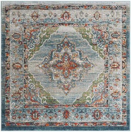 Blue 6' 1 x 6' 1 Isabella Square Area Rug Polypropylene & Polyester Traditional Elegant Carpet for Living Rooms, Dining, Office, Dorms for Sale at Rug Engine
