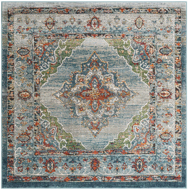 Blue 6' 1 x 6' 1 Isabella Square Area Rug Polypropylene & Polyester Traditional Elegant Carpet for Living Rooms, Dining, Office, Dorms for Sale at Rug Engine