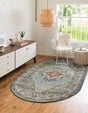 Blue 4' 1 x 6' 1 Isabella Oval Area Rug Polypropylene & Polyester Traditional Elegant Carpet for Living Rooms, Dining, Office, Dorms for Sale at Rug Engine