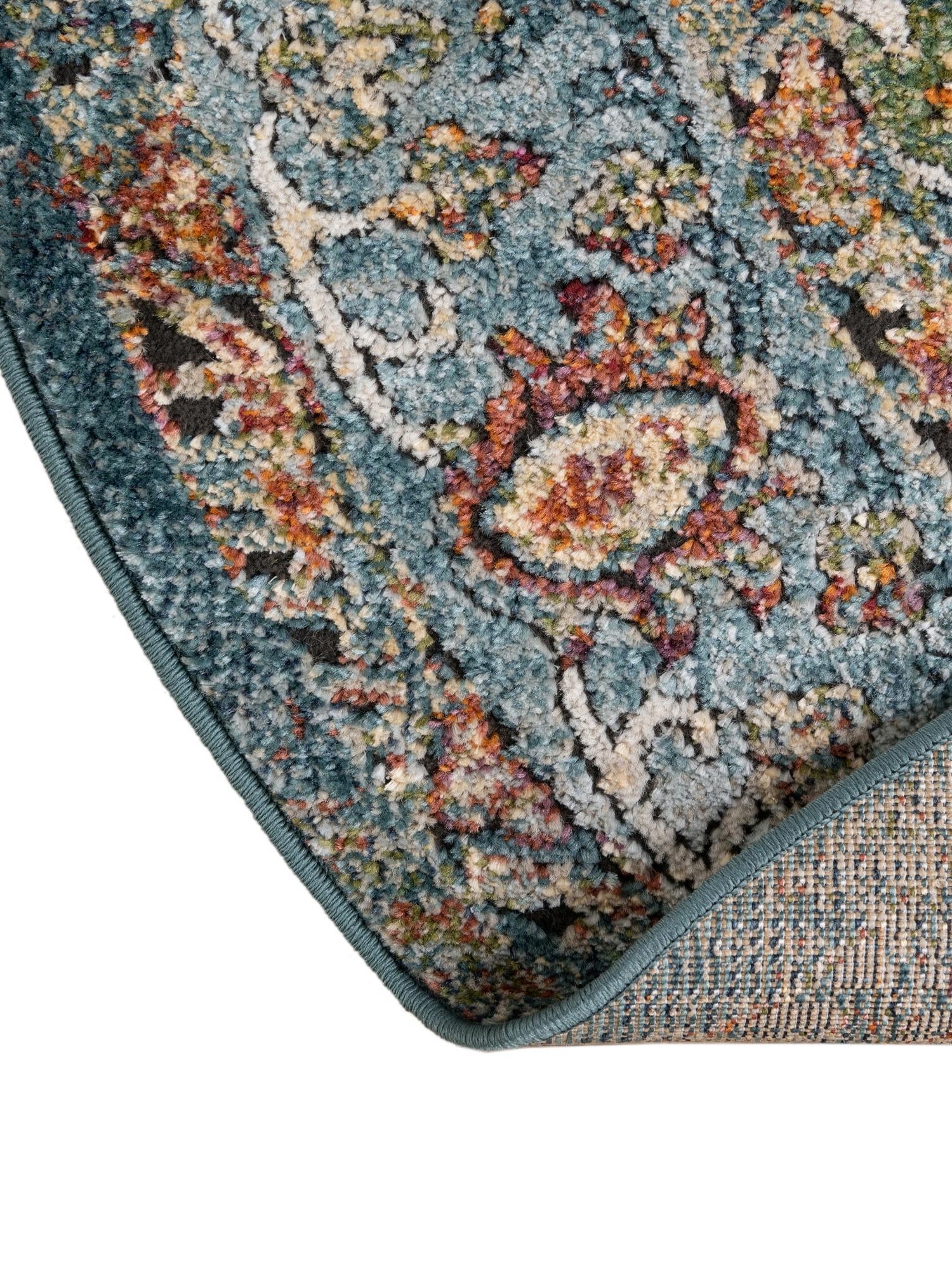 Blue 4' 1 x 6' 1 Isabella Oval Area Rug Polypropylene & Polyester Traditional Elegant Carpet for Living Rooms, Dining, Office, Dorms for Sale at Rug Engine