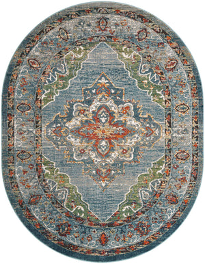 Blue 7' 10 x 10' Isabella Oval Area Rug Polypropylene & Polyester Traditional Elegant Carpet for Living Rooms, Dining, Office, Dorms for Sale at Rug Engine