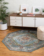 Blue 5' 1 x 5' 1 Isabella Octagon Area Rug Polypropylene & Polyester Traditional Elegant Carpet for Living Rooms, Dining, Office, Dorms for Sale at Rug Engine