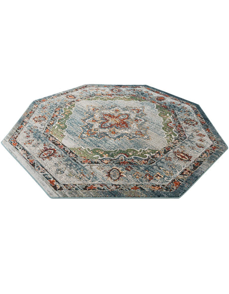Blue 7' 10 x 7' 10 Isabella Octagon Area Rug Polypropylene & Polyester Traditional Elegant Carpet for Living Rooms, Dining, Office, Dorms for Sale at Rug Engine