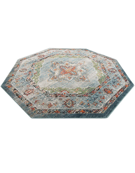 Blue 7' 10 x 7' 10 Isabella Octagon Area Rug Polypropylene & Polyester Traditional Elegant Carpet for Living Rooms, Dining, Office, Dorms for Sale at Rug Engine