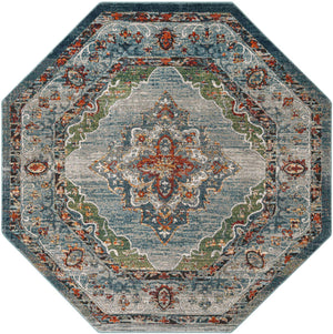 Blue 7' 10 x 7' 10 Isabella Octagon Area Rug Polypropylene & Polyester Traditional Elegant Carpet for Living Rooms, Dining, Office, Dorms for Sale at Rug Engine