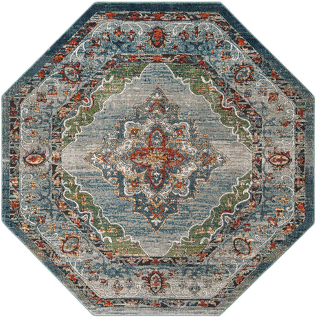 Blue 7' 10 x 7' 10 Isabella Octagon Area Rug Polypropylene & Polyester Traditional Elegant Carpet for Living Rooms, Dining, Office, Dorms for Sale at Rug Engine