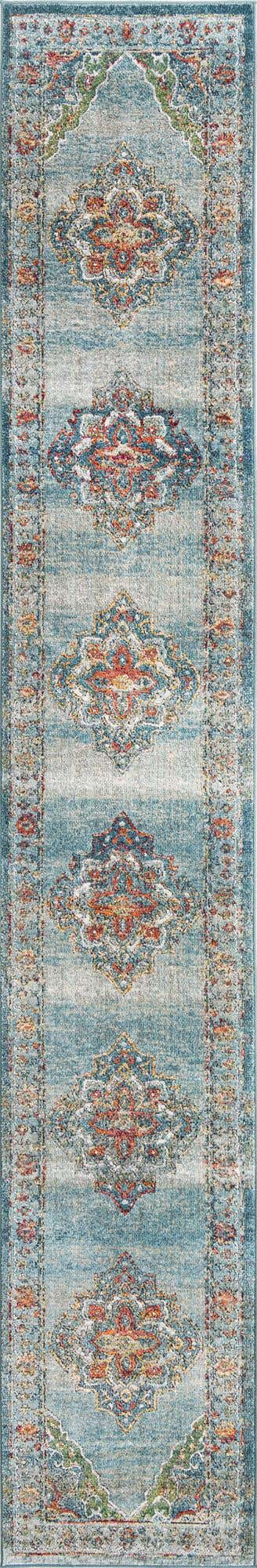 Blue 2' 7 x 16' 5 Isabella Runner Area Rug Polypropylene & Polyester Traditional Elegant Carpet for Living Rooms, Dining, Office, Dorms for Sale at Rug Engine