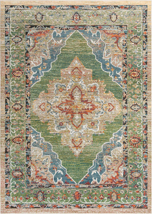 Green 10' x 14' 1 Isabella Rectangle Area Rug Polypropylene & Polyester Traditional Elegant Carpet for Living Rooms, Dining, Office, Dorms for Sale at Rug Engine