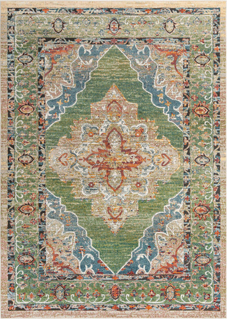 Green 10' x 14' 1 Isabella Rectangle Area Rug Polypropylene & Polyester Traditional Elegant Carpet for Living Rooms, Dining, Office, Dorms for Sale at Rug Engine