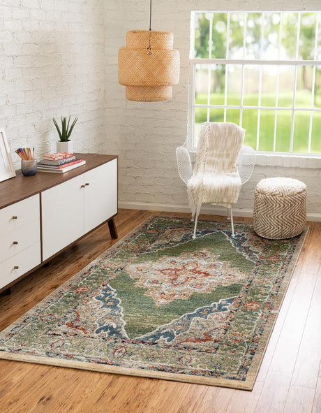 Green 10' x 14' 1 Isabella Rectangle Area Rug Polypropylene & Polyester Traditional Elegant Carpet for Living Rooms, Dining, Office, Dorms for Sale at Rug Engine