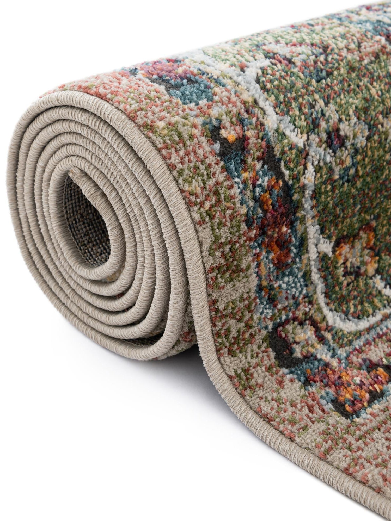 Green 4' 1 x 6' 1 Isabella Rectangle Area Rug Polypropylene & Polyester Traditional Elegant Carpet for Living Rooms, Dining, Office, Dorms for Sale at Rug Engine