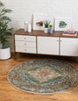 Green 5' 1 x 5' 1 Isabella Round Area Rug Polypropylene & Polyester Traditional Elegant Carpet for Living Rooms, Dining, Office, Dorms for Sale at Rug Engine