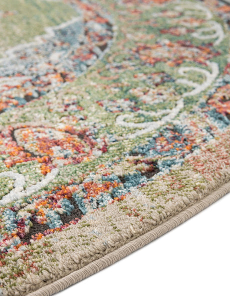 Green 10' x 10' Isabella Round Area Rug Polypropylene & Polyester Traditional Elegant Carpet for Living Rooms, Dining, Office, Dorms for Sale at Rug Engine