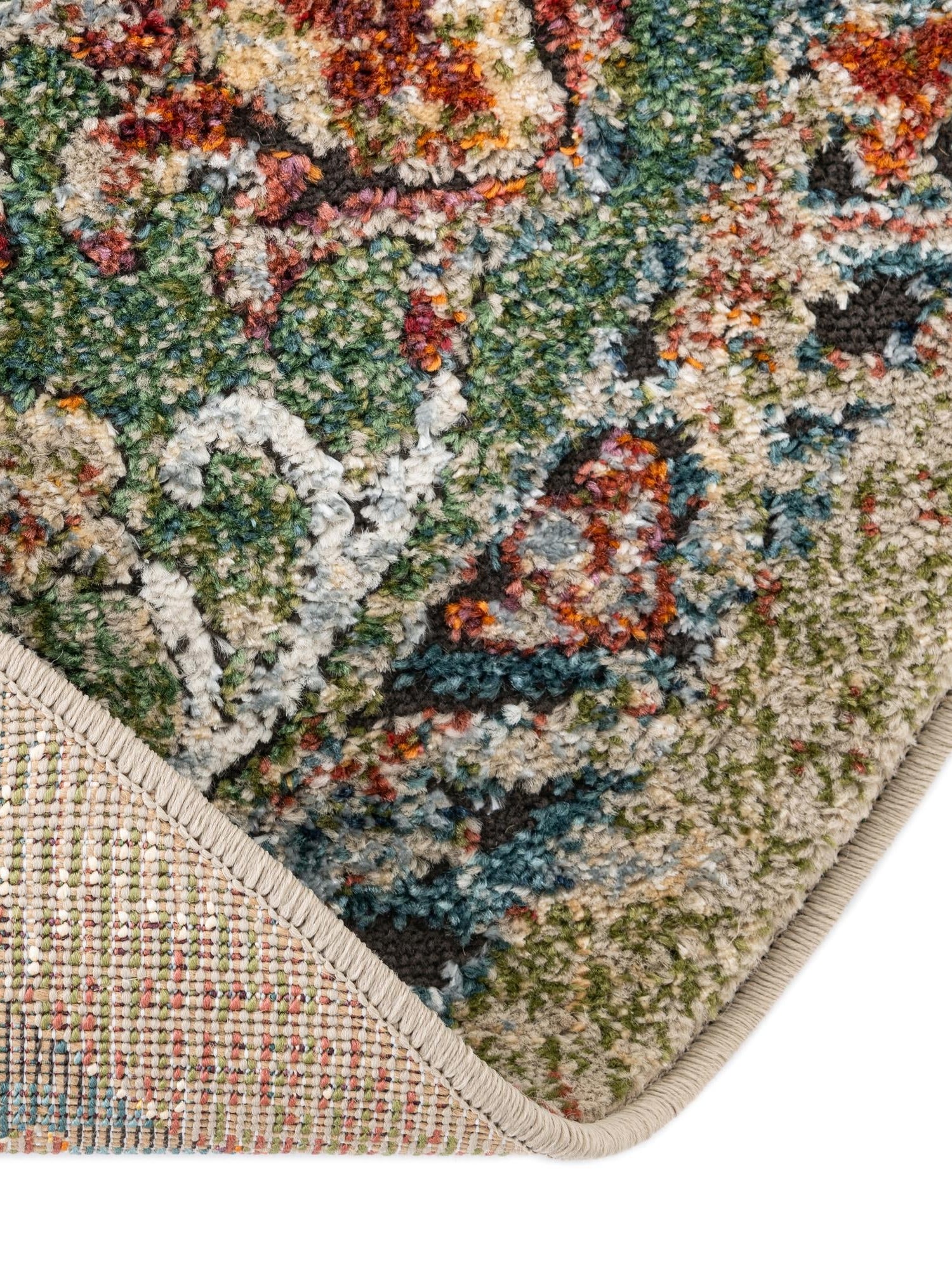 Green 5' 1 x 5' 1 Isabella Round Area Rug Polypropylene & Polyester Traditional Elegant Carpet for Living Rooms, Dining, Office, Dorms for Sale at Rug Engine