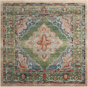 Green 7' 10 x 7' 10 Isabella Square Area Rug Polypropylene & Polyester Traditional Elegant Carpet for Living Rooms, Dining, Office, Dorms for Sale at Rug Engine
