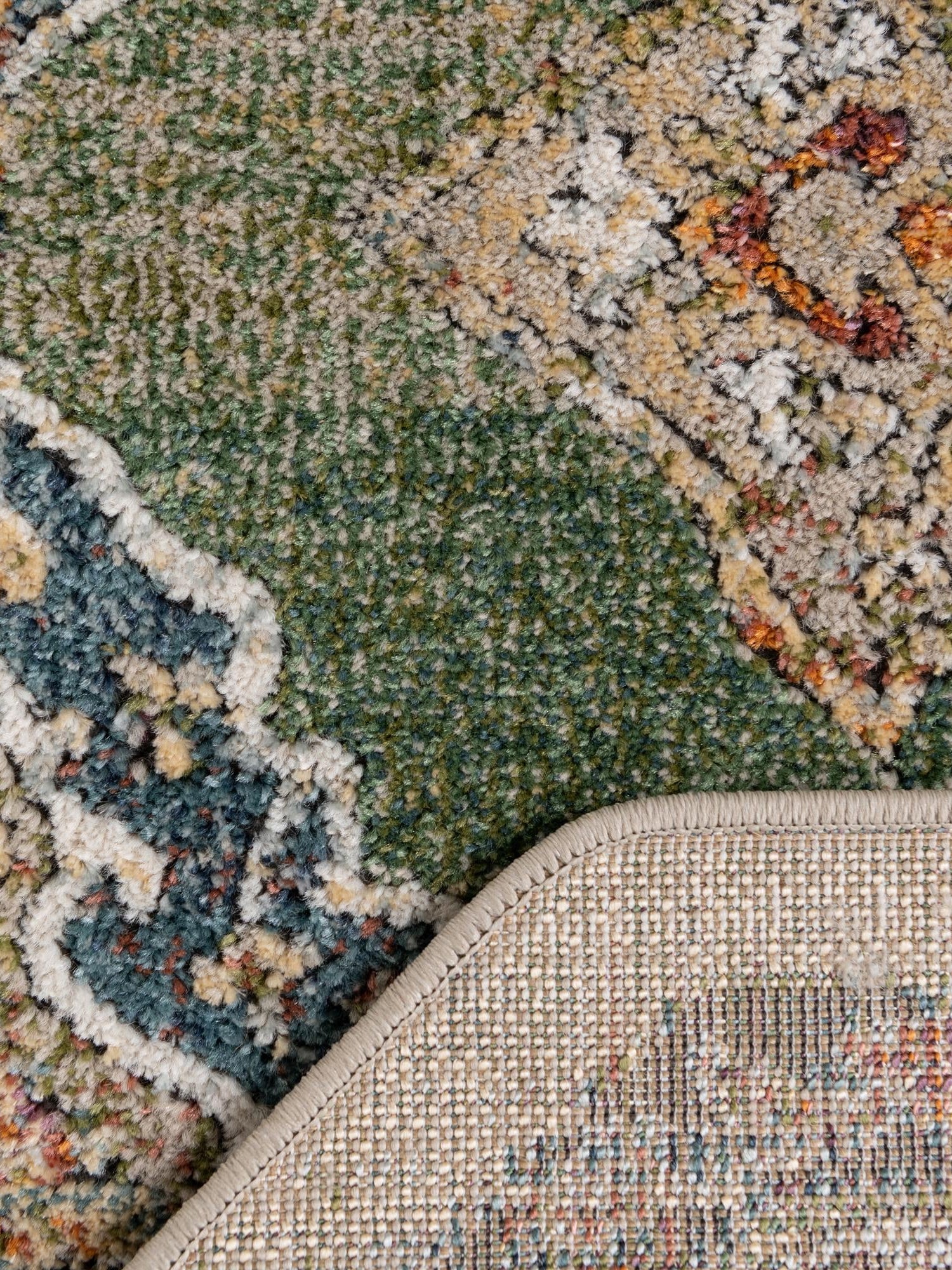 Green 6' 1 x 6' 1 Isabella Octagon Area Rug Polypropylene & Polyester Traditional Elegant Carpet for Living Rooms, Dining, Office, Dorms for Sale at Rug Engine