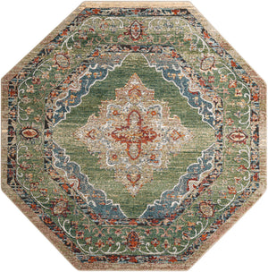 Green 7' 10 x 7' 10 Isabella Octagon Area Rug Polypropylene & Polyester Traditional Elegant Carpet for Living Rooms, Dining, Office, Dorms for Sale at Rug Engine