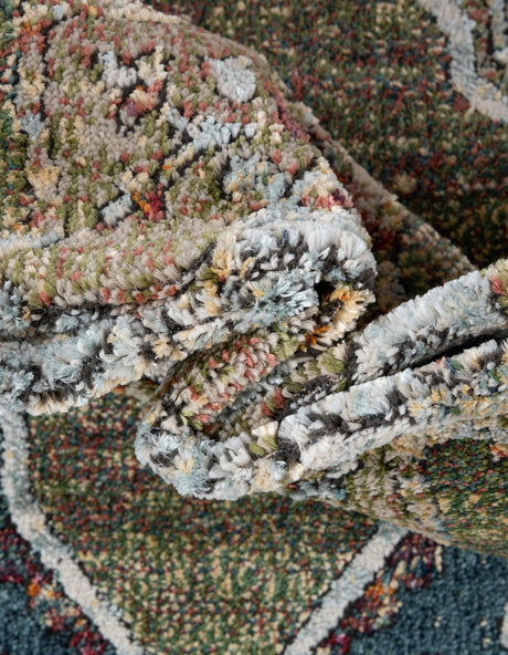 Green 2' 7 x 10' Isabella Runner Area Rug Polypropylene & Polyester Traditional Elegant Carpet for Living Rooms, Dining, Office, Dorms for Sale at Rug Engine