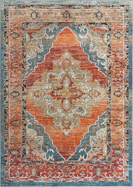 Rust Red 10' x 14' 1 Isabella Rectangle Area Rug Polypropylene & Polyester Traditional Elegant Carpet for Living Rooms, Dining, Office, Dorms for Sale at Rug Engine