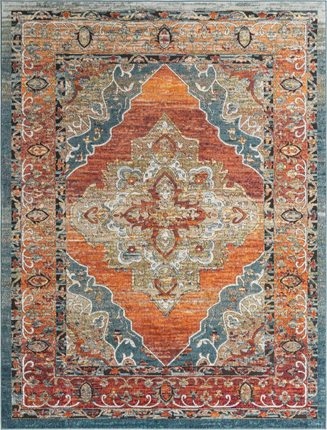 Rust Red 9' x 12' Isabella Rectangle Area Rug Polypropylene & Polyester Traditional Elegant Carpet for Living Rooms, Dining, Office, Dorms for Sale at Rug Engine