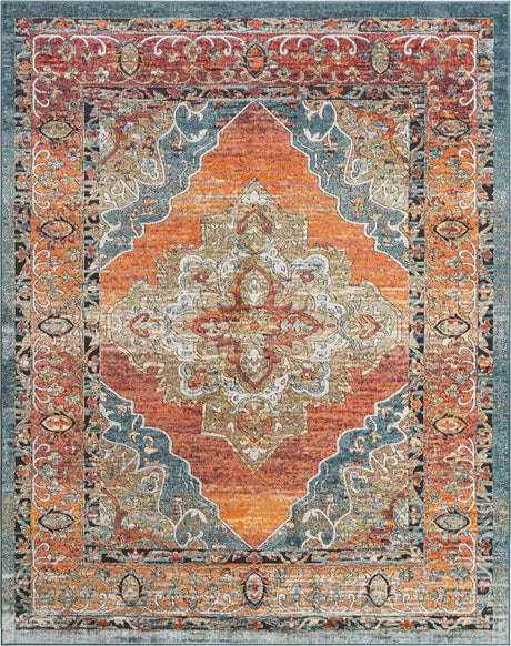 Rust Red 7' 10 x 10' Isabella Rectangle Area Rug Polypropylene & Polyester Traditional Elegant Carpet for Living Rooms, Dining, Office, Dorms for Sale at Rug Engine