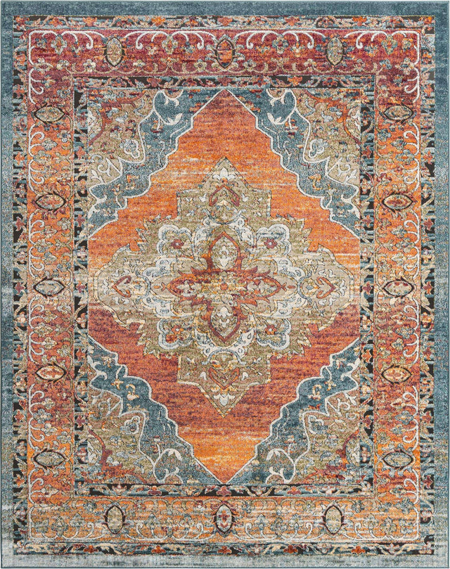 Rust Red 7' 10 x 10' Isabella Rectangle Area Rug Polypropylene & Polyester Traditional Elegant Carpet for Living Rooms, Dining, Office, Dorms for Sale at Rug Engine