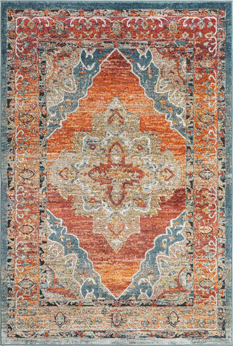 Rust Red 6' 1 x 9' Isabella Rectangle Area Rug Polypropylene & Polyester Traditional Elegant Carpet for Living Rooms, Dining, Office, Dorms for Sale at Rug Engine