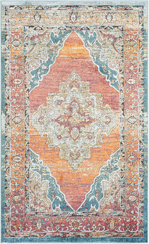 Rust Red 5' 1 x 8' Isabella Rectangle Area Rug Polypropylene & Polyester Traditional Elegant Carpet for Living Rooms, Dining, Office, Dorms for Sale at Rug Engine