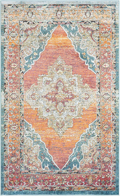 Rust Red 5' 1 x 8' Isabella Rectangle Area Rug Polypropylene & Polyester Traditional Elegant Carpet for Living Rooms, Dining, Office, Dorms for Sale at Rug Engine