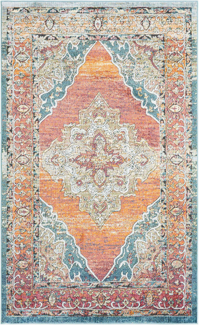 Rust Red 5' 1 x 8' Isabella Rectangle Area Rug Polypropylene & Polyester Traditional Elegant Carpet for Living Rooms, Dining, Office, Dorms for Sale at Rug Engine