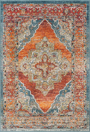 Rust Red 4' 1 x 6' 1 Isabella Rectangle Area Rug Polypropylene & Polyester Traditional Elegant Carpet for Living Rooms, Dining, Office, Dorms for Sale at Rug Engine