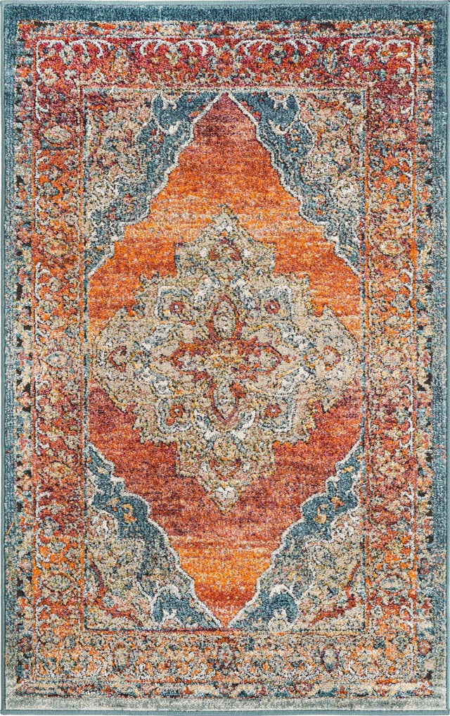 Rust Red 3' 3 x 5' 3 Isabella Rectangle Area Rug Polypropylene & Polyester Traditional Elegant Carpet for Living Rooms, Dining, Office, Dorms for Sale at Rug Engine