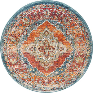 Rust Red 3' 3 x 3' 3 Isabella Round Area Rug Polypropylene & Polyester Traditional Elegant Carpet for Living Rooms, Dining, Office, Dorms for Sale at Rug Engine