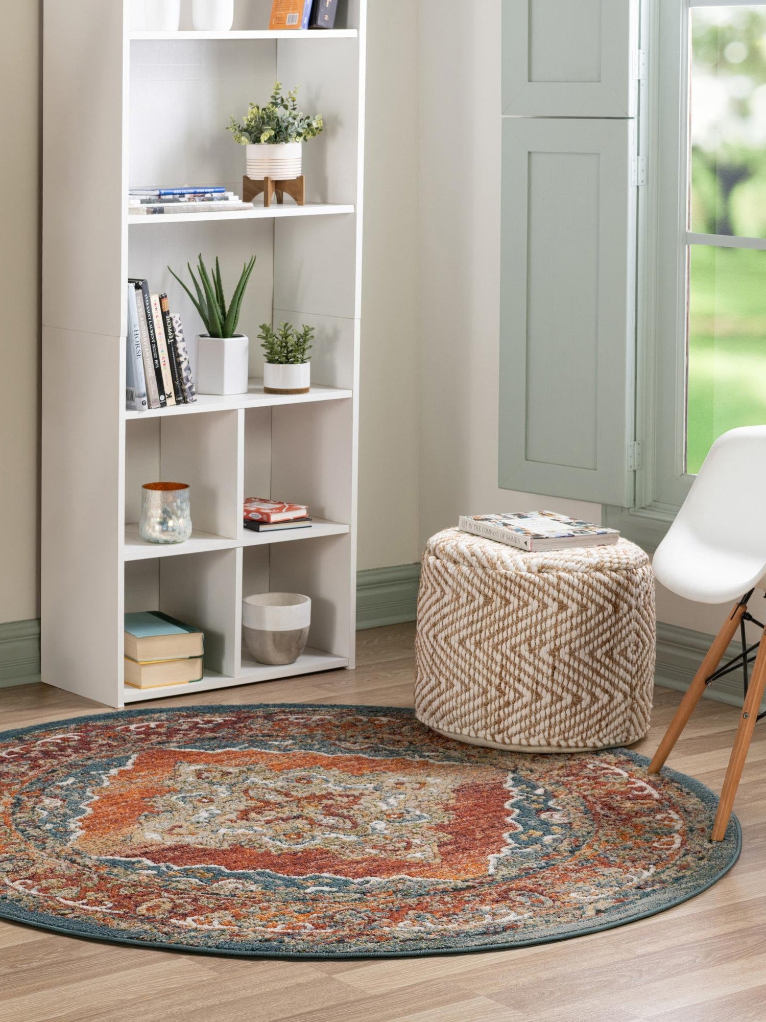 Rust Red 3' 3 x 3' 3 Isabella Round Area Rug Polypropylene & Polyester Traditional Elegant Carpet for Living Rooms, Dining, Office, Dorms for Sale at Rug Engine