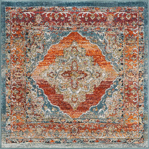 Rust Red 4' 1 x 4' 1 Isabella Square Area Rug Polypropylene & Polyester Traditional Elegant Carpet for Living Rooms, Dining, Office, Dorms for Sale at Rug Engine